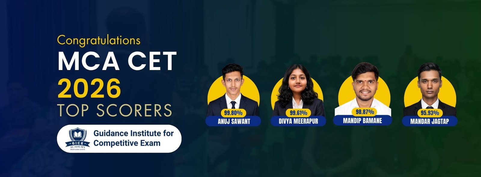 MCA CET 2026 Top Scorers