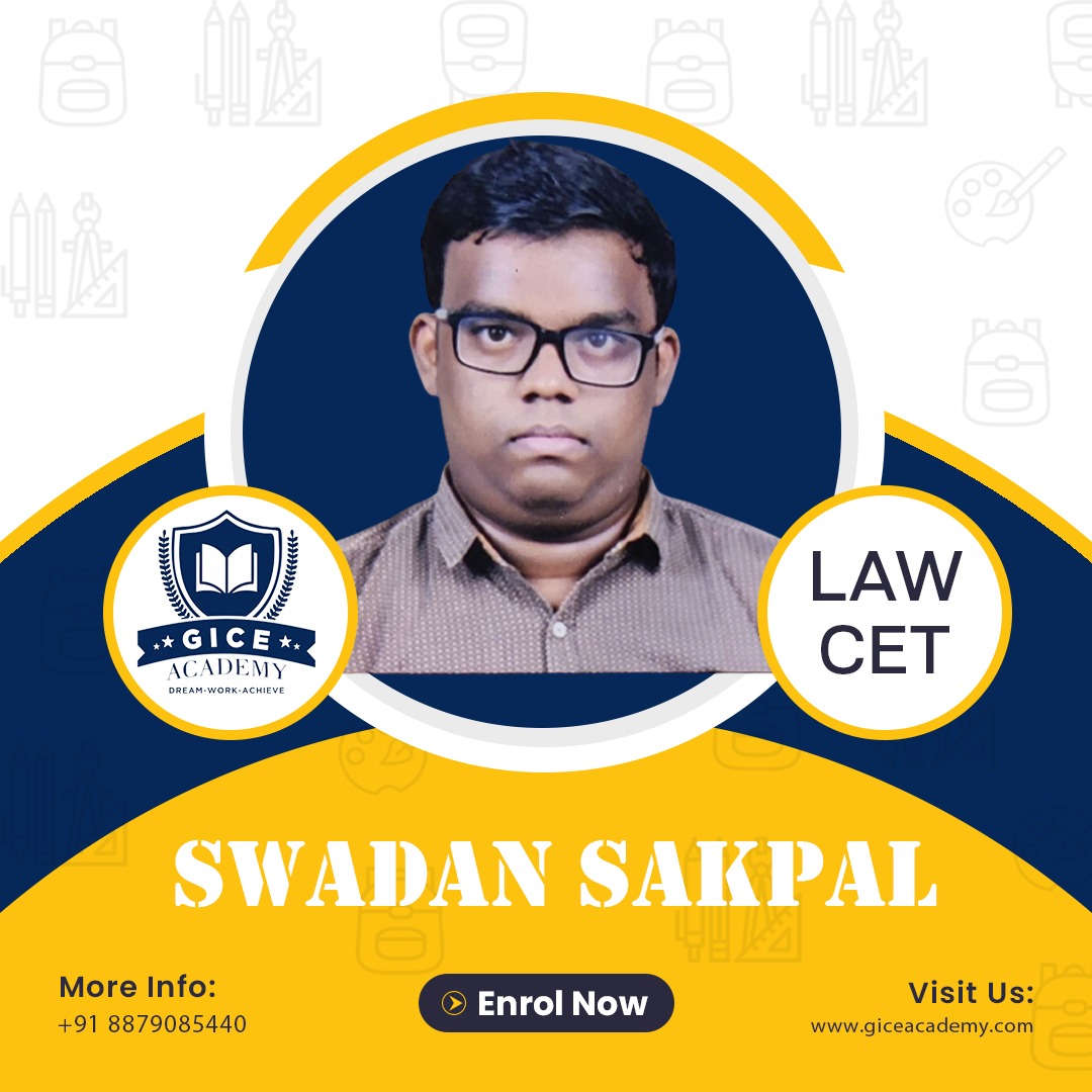 Gice Academy Toppers in Law CET Swadan Sakpal
