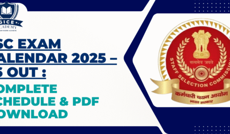 SSC Exam Calendar 2025–26